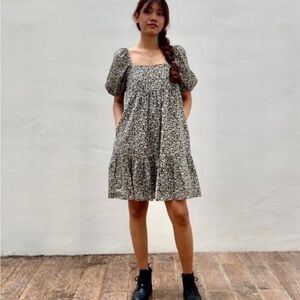 Uniqlo Printed Cotton Short Sleeve Mini Dress